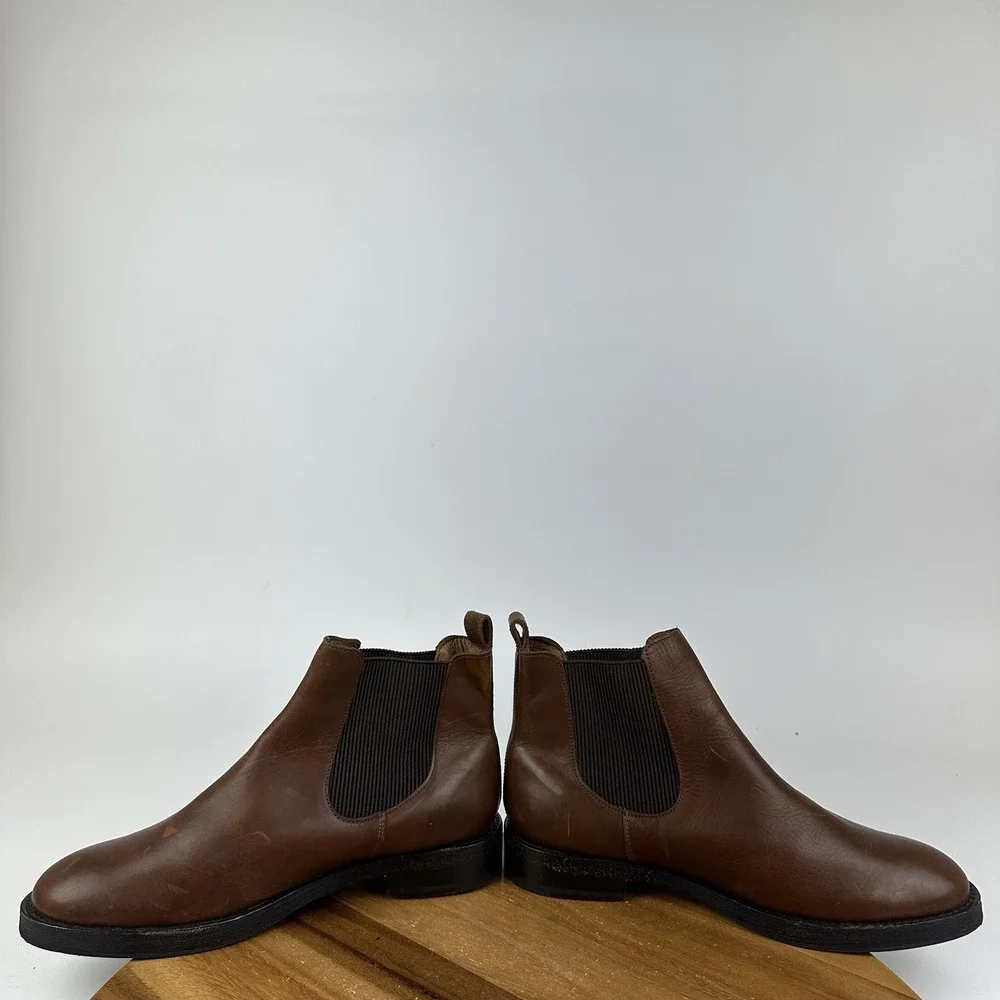 Mens Mark Nason Brown Leather Pull On Casual Chelsea Ankle Boots Size 8 D GUC